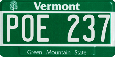 VT license plate POE237