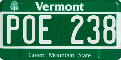 VT license plate POE238
