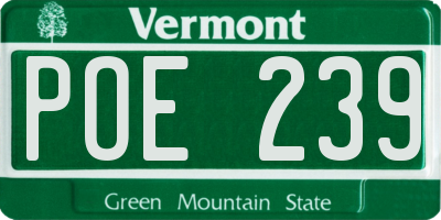 VT license plate POE239