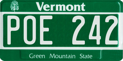 VT license plate POE242