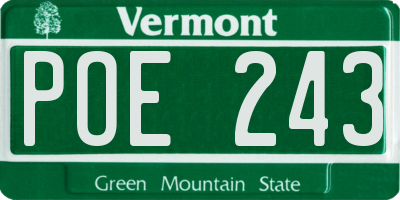 VT license plate POE243