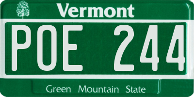 VT license plate POE244