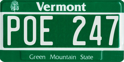 VT license plate POE247