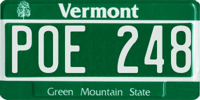 VT license plate POE248
