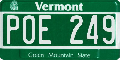 VT license plate POE249