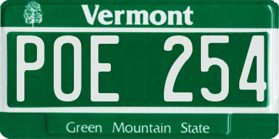 VT license plate POE254