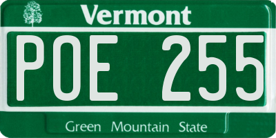 VT license plate POE255