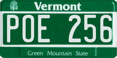 VT license plate POE256