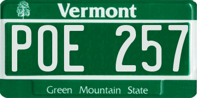 VT license plate POE257