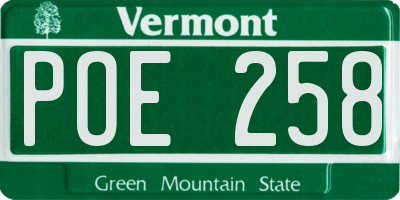 VT license plate POE258