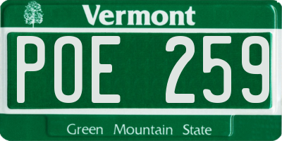 VT license plate POE259