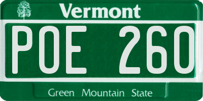 VT license plate POE260