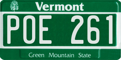 VT license plate POE261