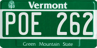 VT license plate POE262