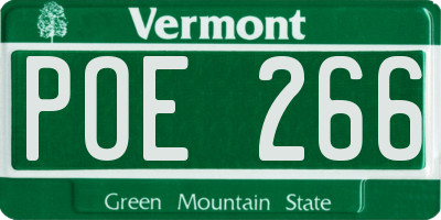 VT license plate POE266
