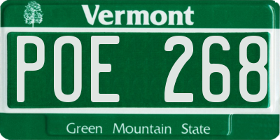 VT license plate POE268