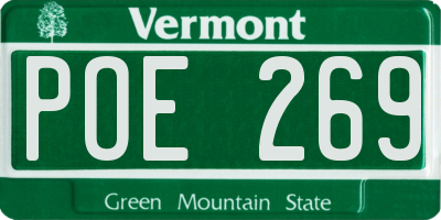 VT license plate POE269