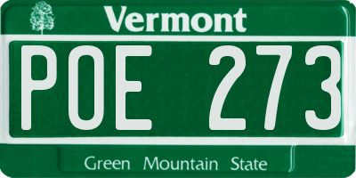 VT license plate POE273