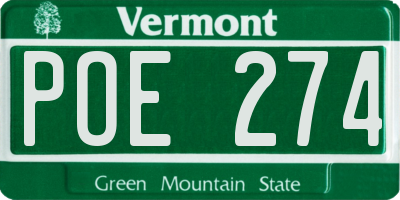 VT license plate POE274