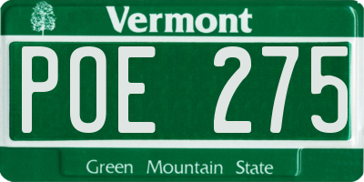 VT license plate POE275
