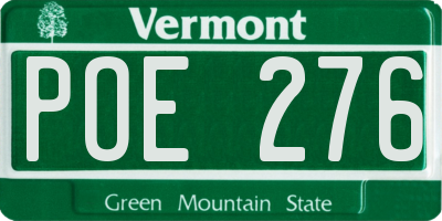 VT license plate POE276