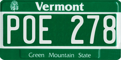VT license plate POE278