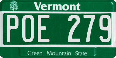 VT license plate POE279