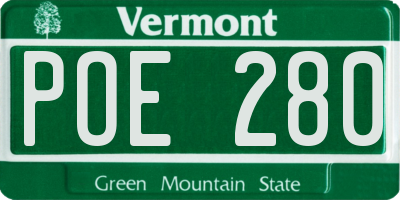 VT license plate POE280
