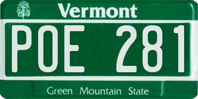 VT license plate POE281
