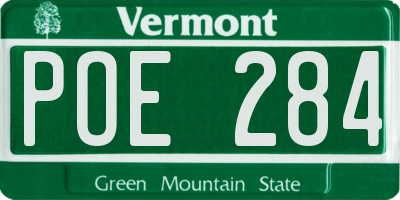 VT license plate POE284