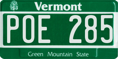 VT license plate POE285