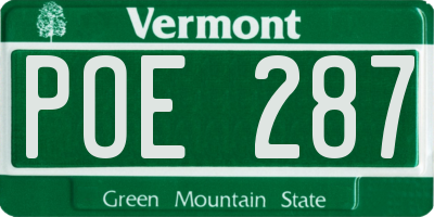 VT license plate POE287