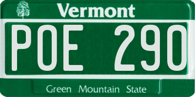VT license plate POE290