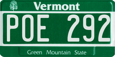 VT license plate POE292