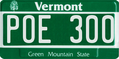 VT license plate POE300