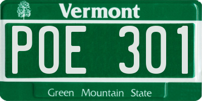 VT license plate POE301