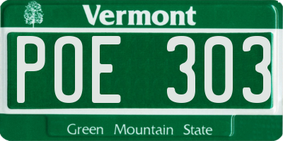 VT license plate POE303