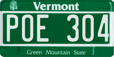 VT license plate POE304