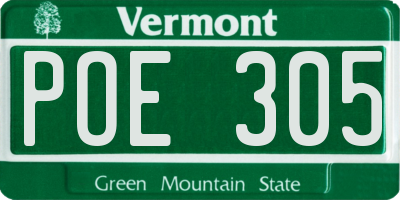 VT license plate POE305