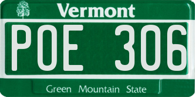 VT license plate POE306
