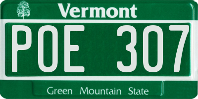 VT license plate POE307