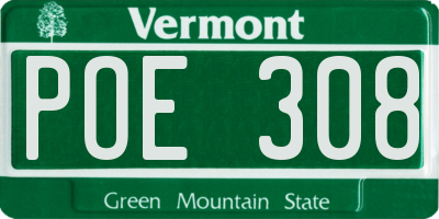 VT license plate POE308