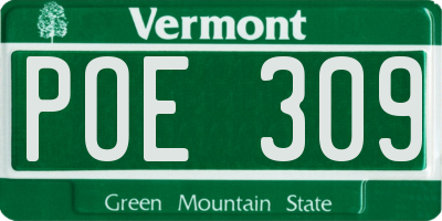 VT license plate POE309