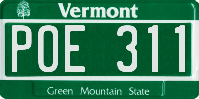 VT license plate POE311
