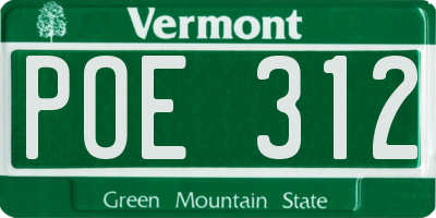 VT license plate POE312