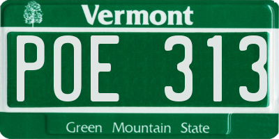 VT license plate POE313