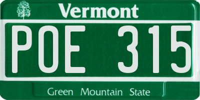 VT license plate POE315