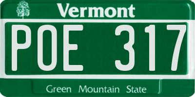 VT license plate POE317