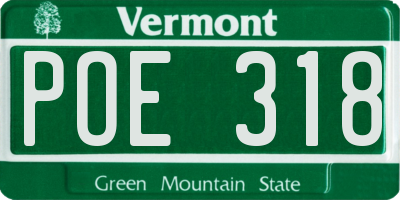 VT license plate POE318