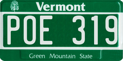 VT license plate POE319